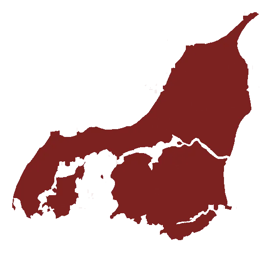 Kort over Nordjylland med Jysk Sygepleje Service i Sulsted og de byer vi kører ud i